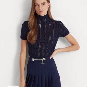 Ralph Lauren pointelle short sleeve roll neck size small